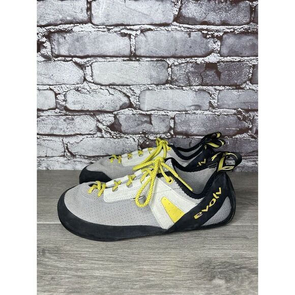 Evolv Defy Gray & Yellow Lace Up Climbing Shoes Fog Men Sz 12M US/46EU - Picture 6 of 16